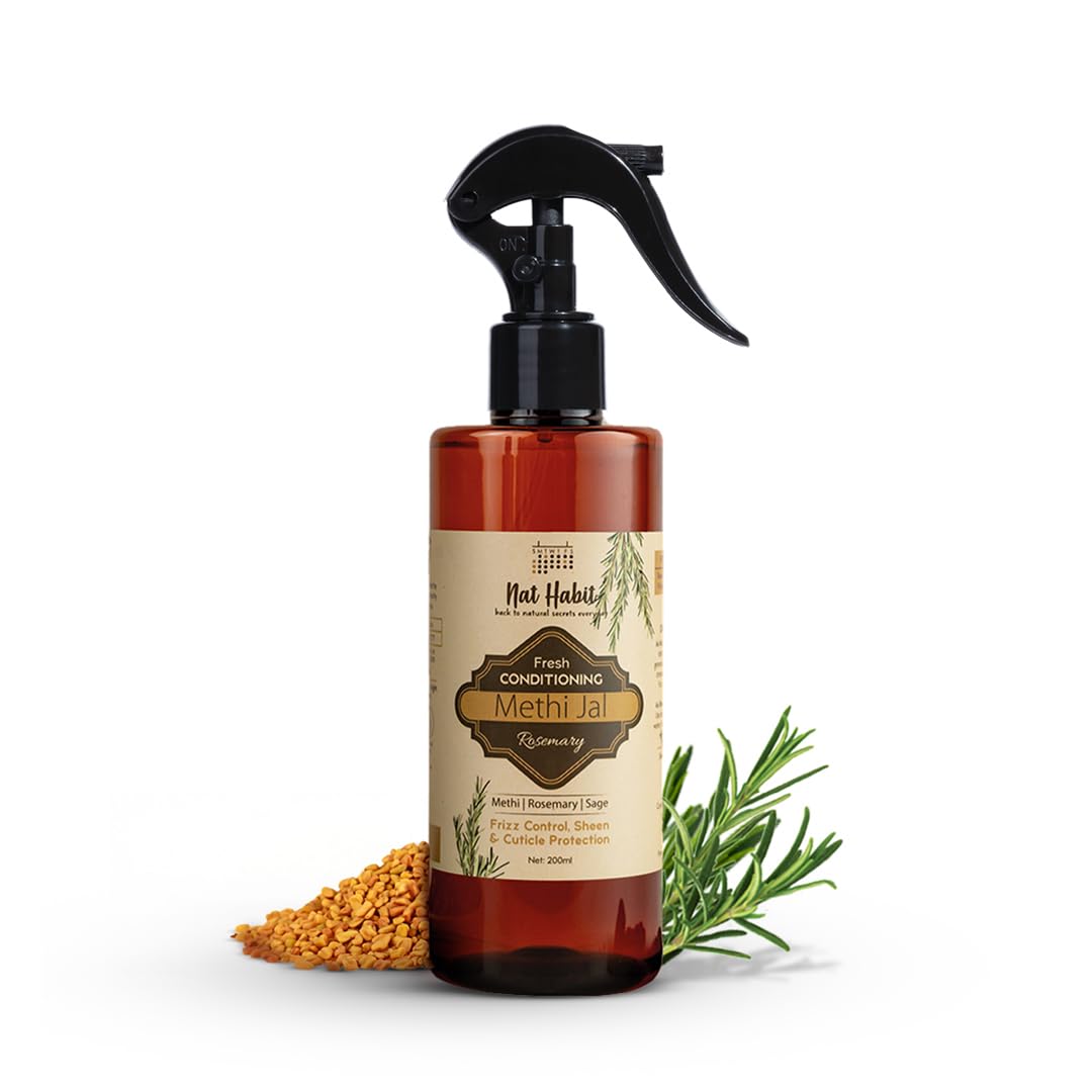 Nat Habit Rosemary Water Conditioning Methi Jal - Hair Serum, Hair Spray For Hair Growth, Hairfall Control, Smoothening, Softening With Apple Cider Vinegar,Methi, Rosemary & Sage 200ml