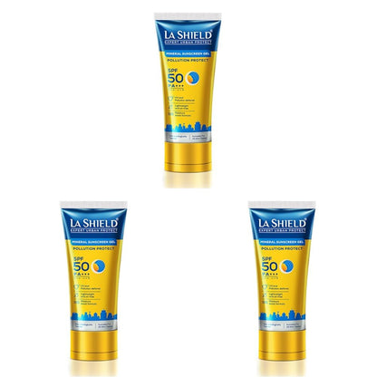 La Shield Pollution Protect SPF 50 Mineral Sunscreen Gel | PA+++ | Lightweight & Oil free | Moisture boost formula | Water resistant| All Skin types |Dermatologist Tested | 50g