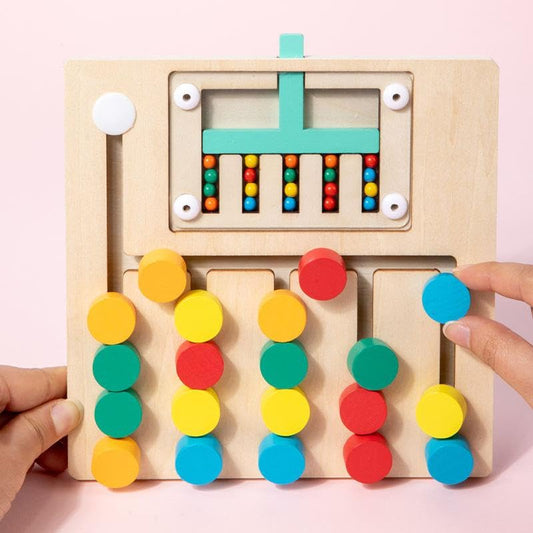 Toytopia Wooden Marble Run Educational Toy, Colorful Sorting Board with Sliding Beads, Interactive Learning Game for Kids