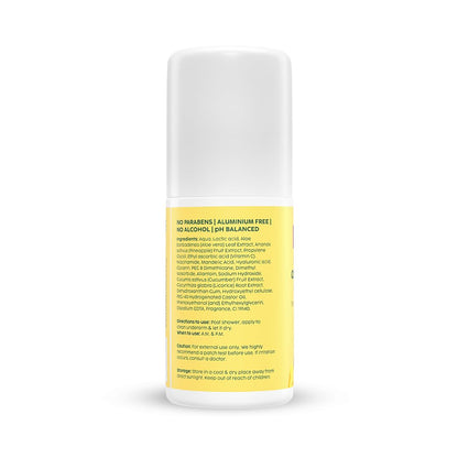 The Plant Fix Plix Pineapple Odour Control Underarm Roll-On (50Ml) With 5% Lactic Acid & 1% Mandelic Acid, Prevents Body Smell, Brightens Skin & Exfoliates Underarm, Alcohol Free - Lotion