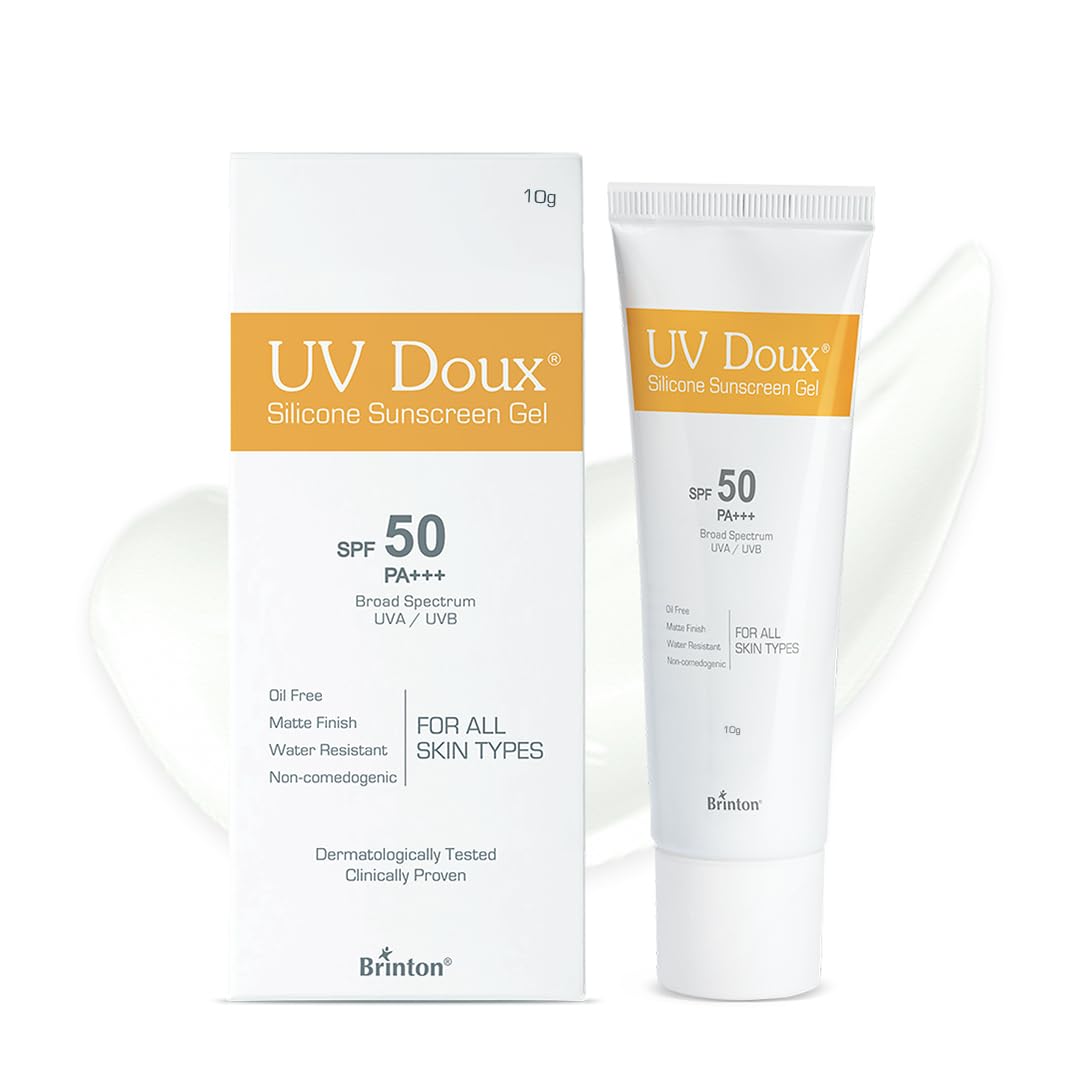 UV Doux Silicone Sunscreen Gel SPF 50 PA+++|India’s No.1 Dermatologist Recommended Brand|Invitro,In-Vivo Tested|UVA/UVB Protection, Benzene Free|No White Cast |Oily & Acne-Prone Skin |100 g