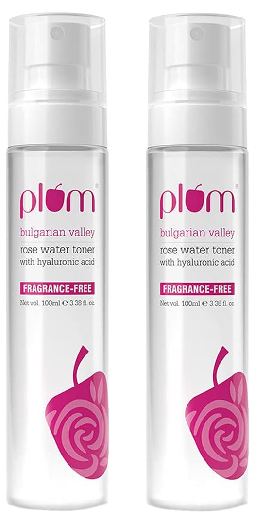 Plum Bulgarian Valley Rose Water Face Toner | for Oily Acne Prone Dry Combination Skin | with Hyaluronic Acid | Hydrating & Pores Tightening | Balances pH Levels | Alcohol-Free | Women & Men | 100ml