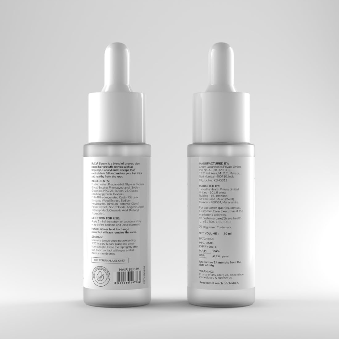 Traya Natural Hair Growth Serum With 3% Redensyl, 5% Capixyl, 3% Procapil For Increasing Hair Thickness, Natural DHT Blocker, For Hair Fall Control & Growth (30Ml)