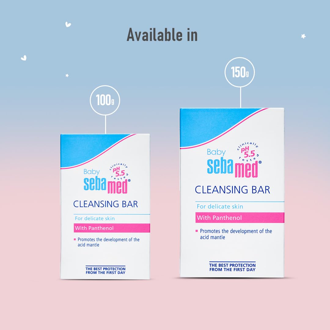 Sebamed Baby Cleansing Bar|pH 5.5 |Newborn bathing|Soap Free|Tear Free|100 gm