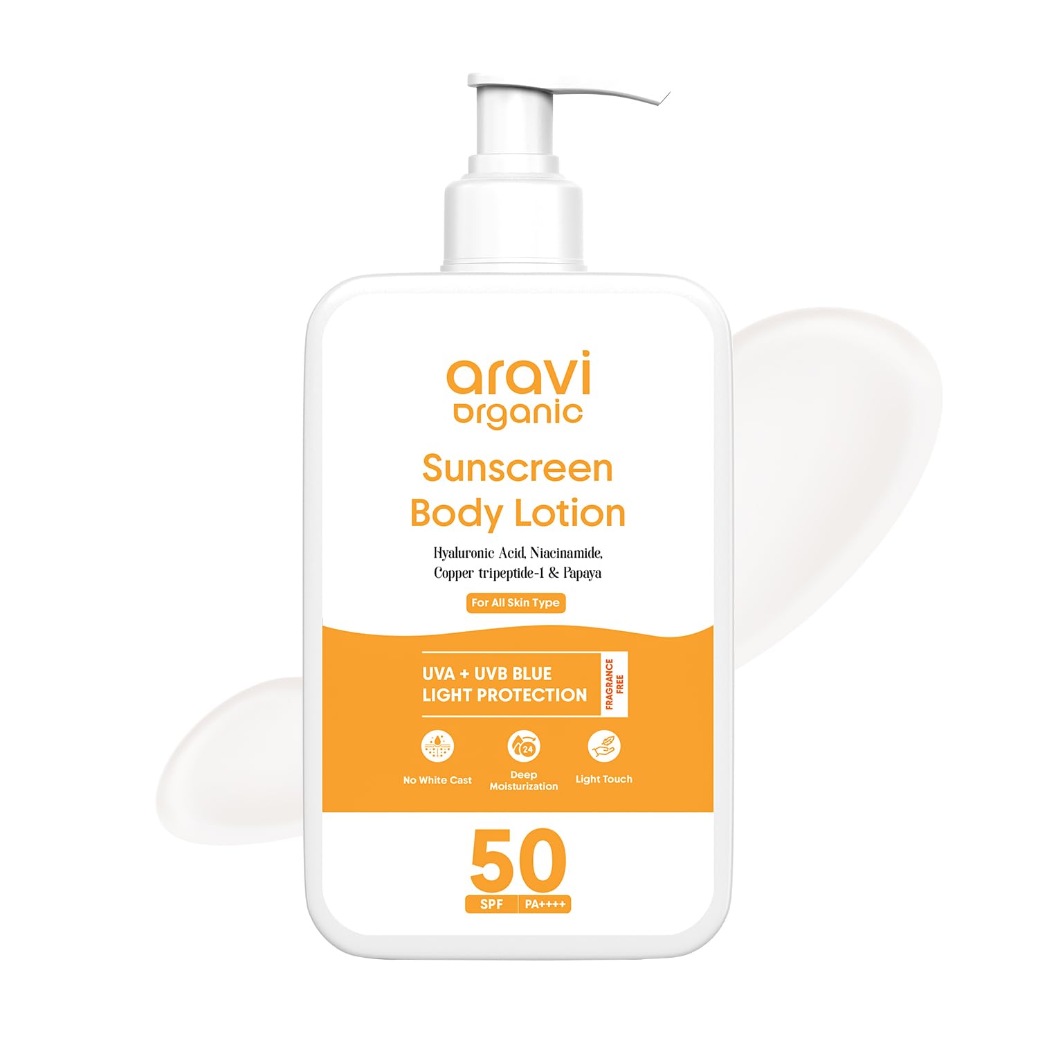 Aravi SPF 50 Oil-Free Sunscreen Lotion 200ml - Lightweight, No White Cast