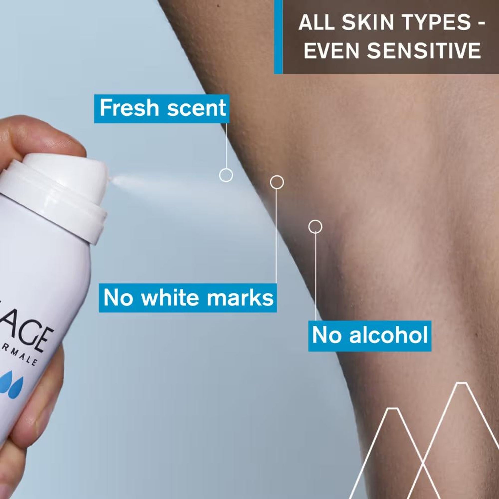 Uriage Fresh Body Deodorant Spray with Alum & Sweet Almond Oil Dermat Recommended for Sensitive Skin