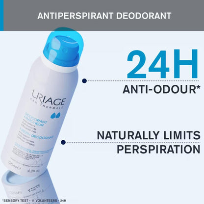 Uriage Fresh Body Deodorant Spray with Alum & Sweet Almond Oil Dermat Recommended for Sensitive Skin