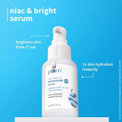 Plum Niacinamide Facewash, Toner & Face Serum Combo Tightens Pore, Fades Blemishes & Hydrates