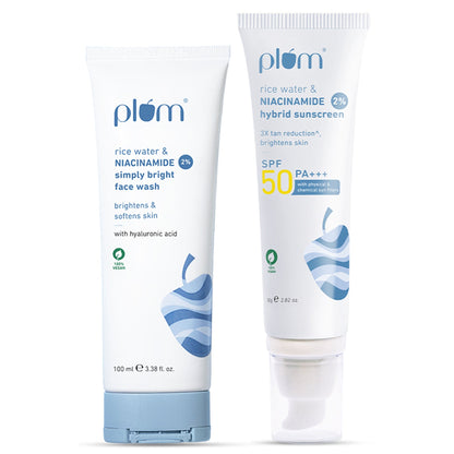 Plum Bestselling Niacinamide Facewash & Sunscreen Combo With SPF 50 PA+++ For Oily Skin And Sun Care