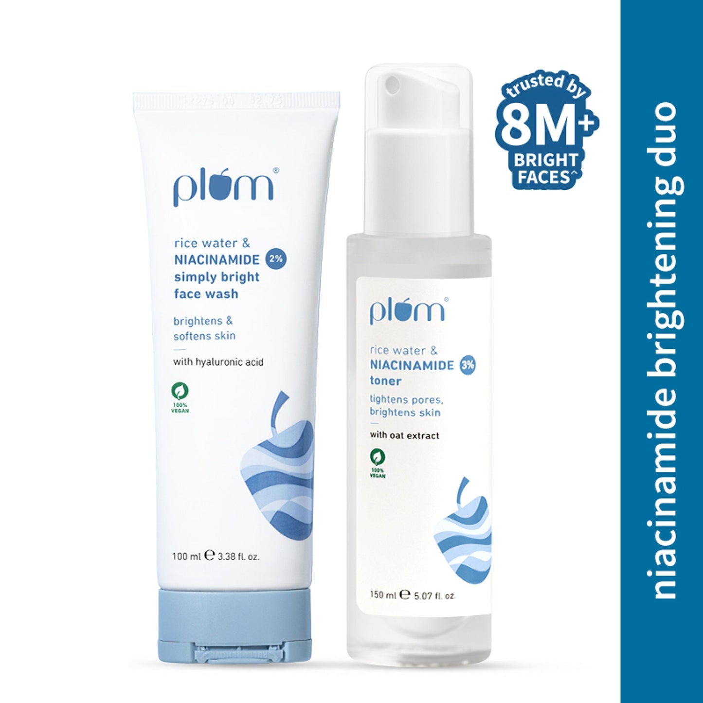 Plum Bestselling Niacinamide Facewash And Toner Combo Tightens Pore, Brightens Skin, Fades Blemishes