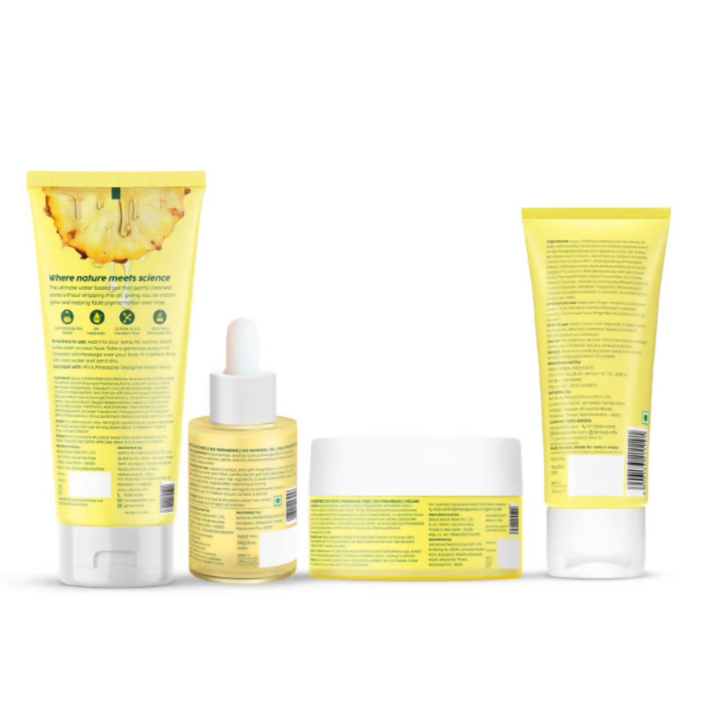 PLIX The Plant Fix Pineapple De-pigmentation Regime Facewash, Serum, Moisturizer & Sunscreen Combo