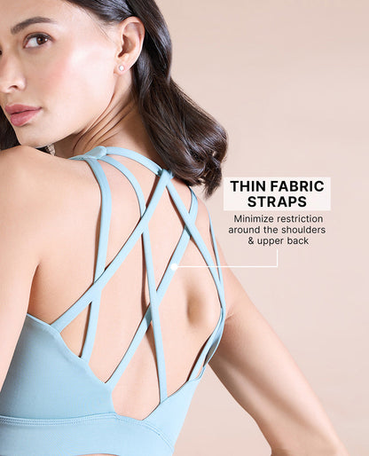 Strappy Mid-Impact Sports Bra with Removable Pads Sky