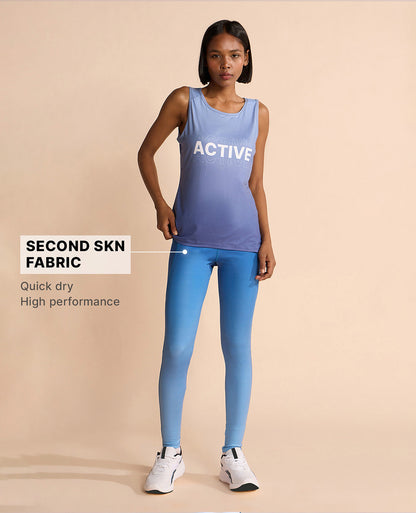 High Waisted Stretchable Leggings Ombre Blue