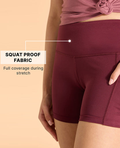Kica High-Waisted Workout Booty Shorts Plum