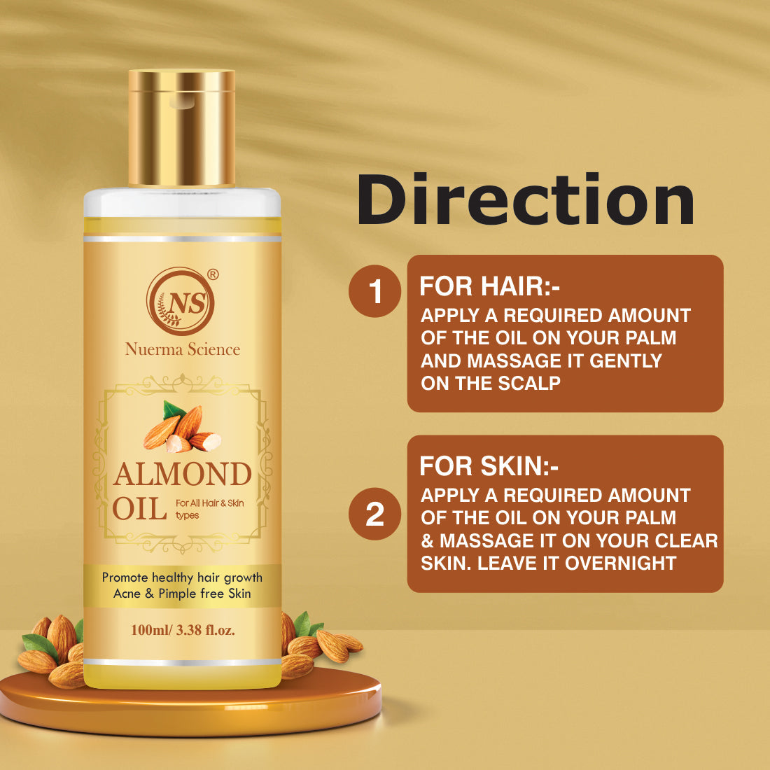 Nuerma Science Pure Almond Hair Oil for Natural Hair Growth