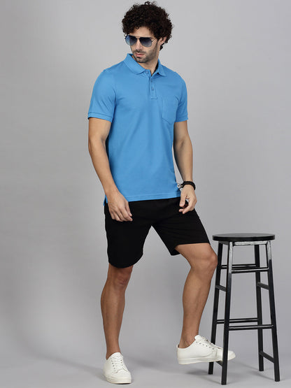 Men's Cotton Rich Pique Polo Biza Blue