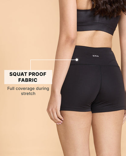 Kica High-Waisted Workout Booty Shorts Black