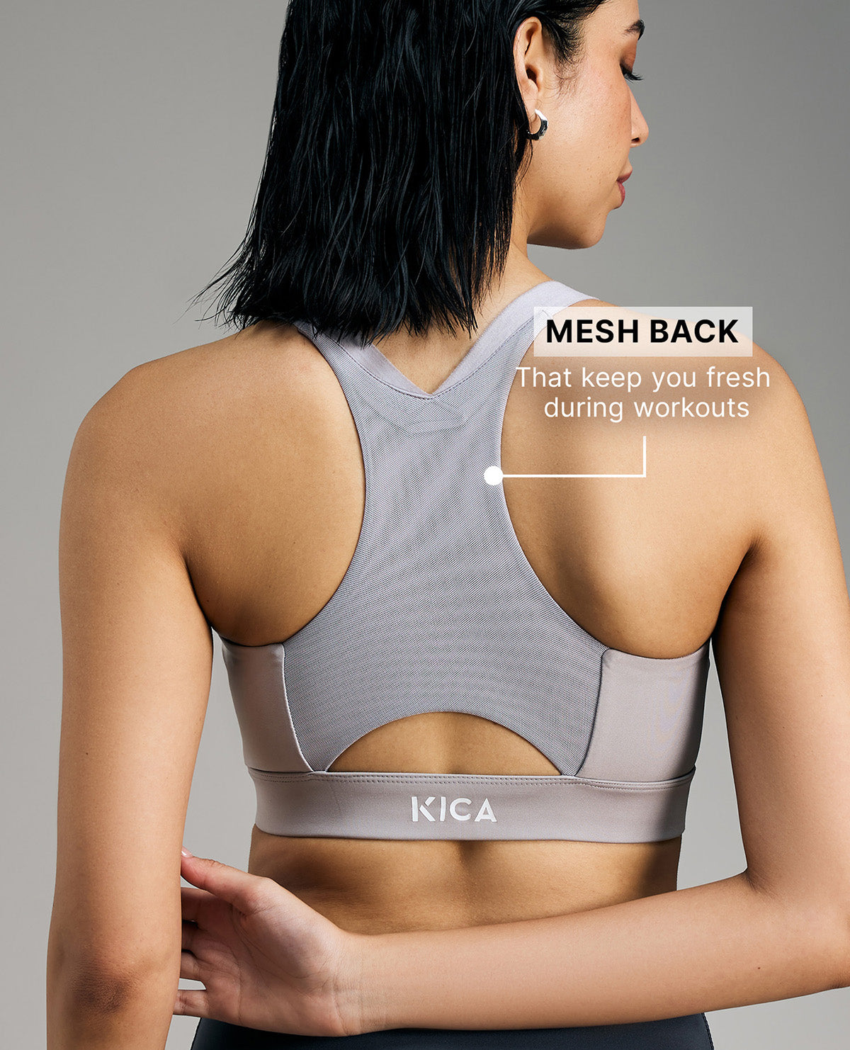 Kica Front Zip Sports Bra with Removable Pads Grey