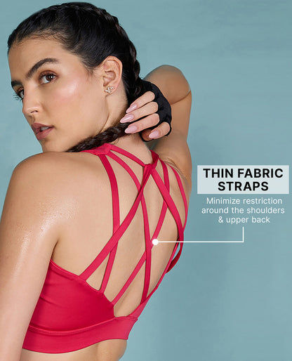 Strappy Mid-Impact Sports Bra with Removable Pads Apple