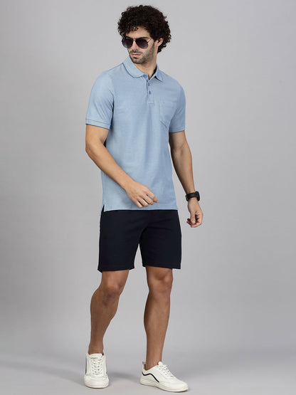 Men's Cotton Rich Pique Polo Denim Blue