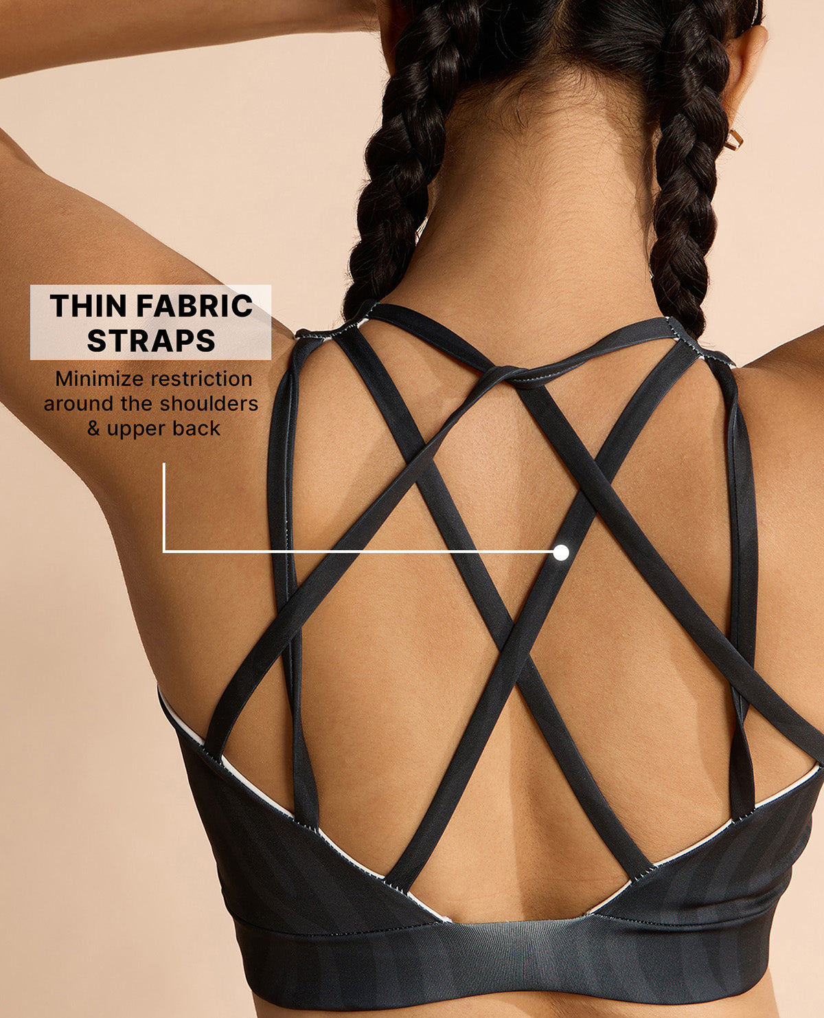 Fashionable Strappy Sports Bra with Removable Pads Animal Print Black
