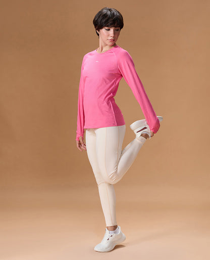 Regular Fit Basic Full Sleeve Top Pink