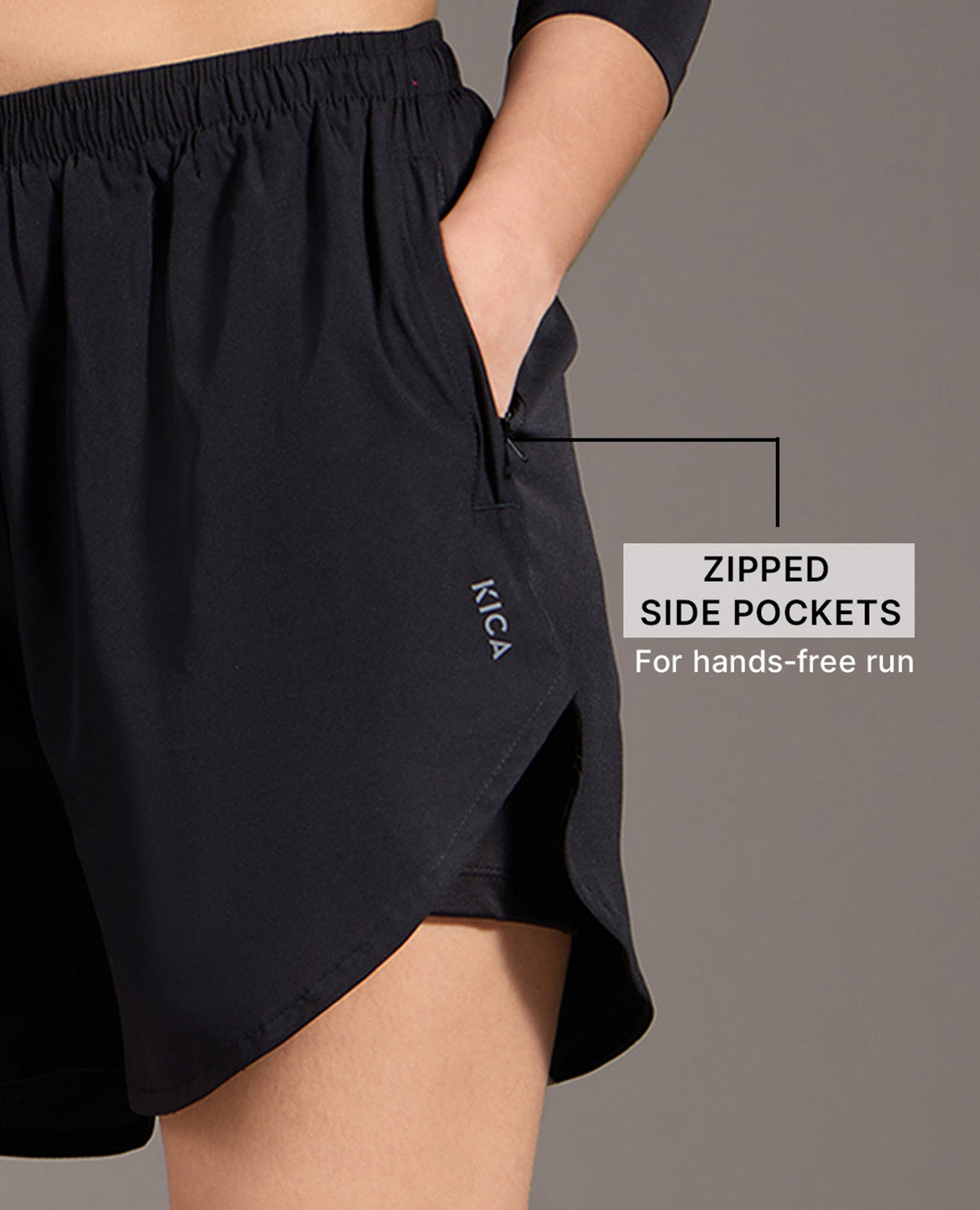 Kica Quick Dry Running Shorts Black