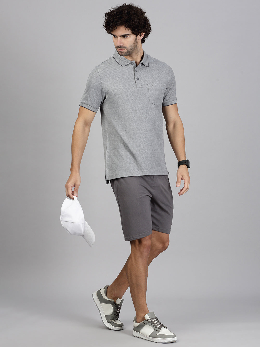 Men's Cotton Rich Pique Polo Heather Grey
