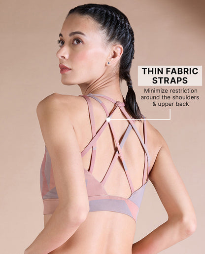 Strappy Mid-Impact Sports Bra with Removable Pads Rose