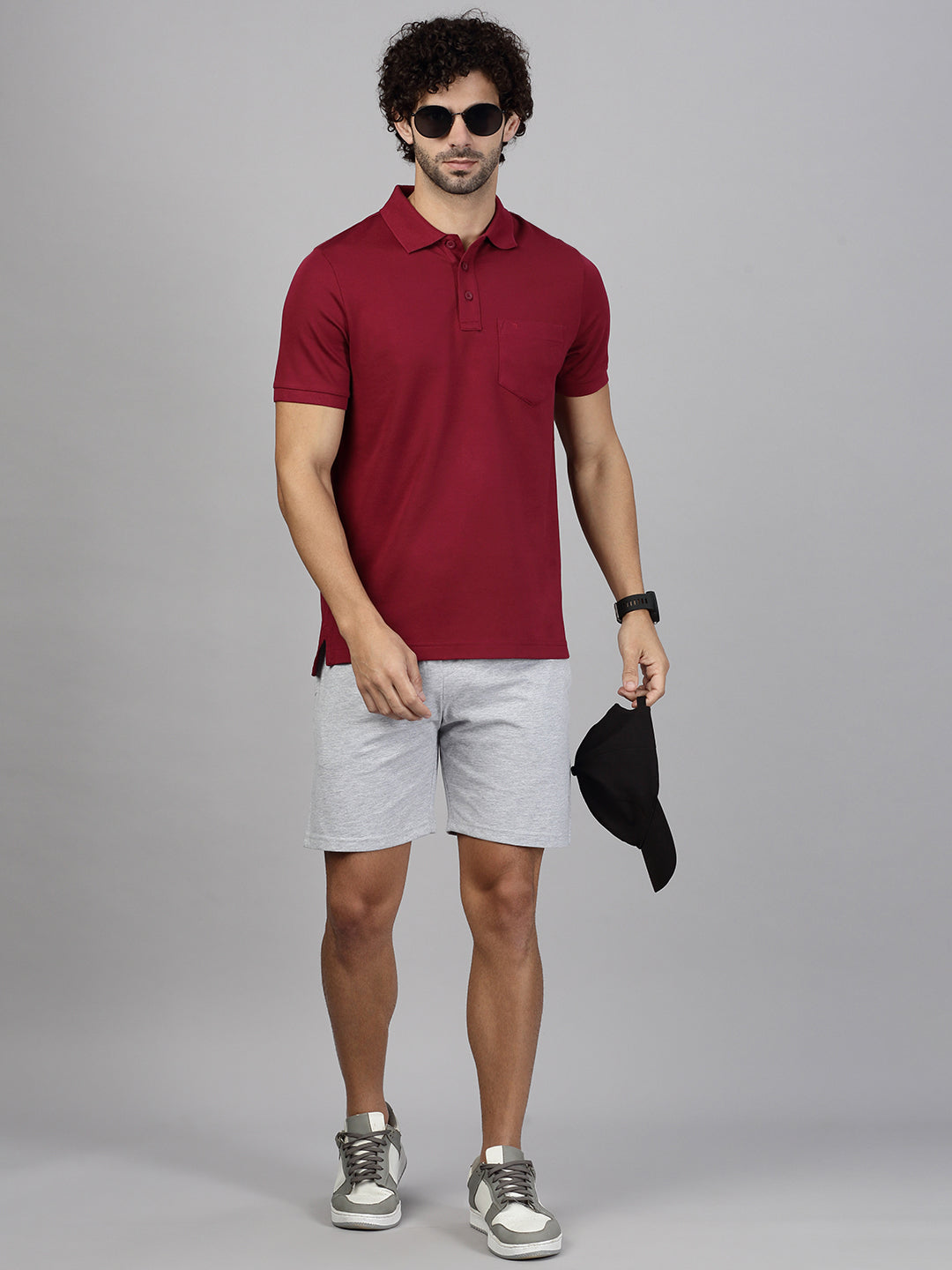 Men's Cotton Rich Pique Polo Maroon