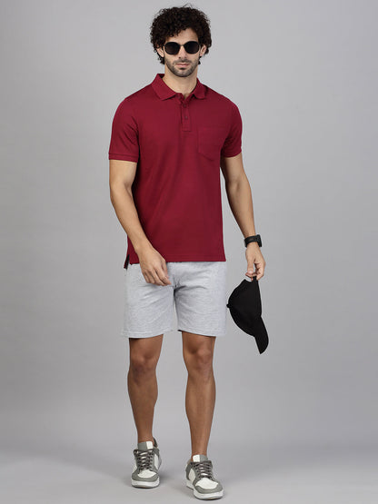 Men's Cotton Rich Pique Polo Maroon