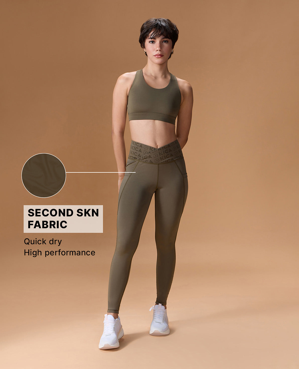 Mid Rise Criss Cross Leggings Olive