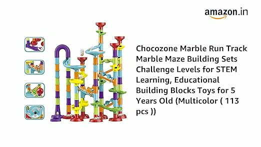 Chocozone Marble Run Track 108 Piece Marble Maze Building Sets Challenge Levels for STEM Learning, Educational Building Blocks Toys for 5 Years Old Toys for Kids