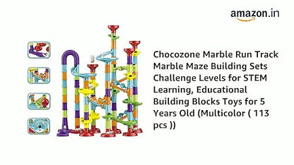 Chocozone Marble Run Track 108 Piece Marble Maze Building Sets Challenge Levels for STEM Learning, Educational Building Blocks Toys for 5 Years Old Toys for Kids