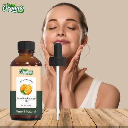 Organic Zing Brazilian Orange (Citrus sinensis) Oil | Pure & Natural Essential Oil for Skin Care, Aroma & Diffuser