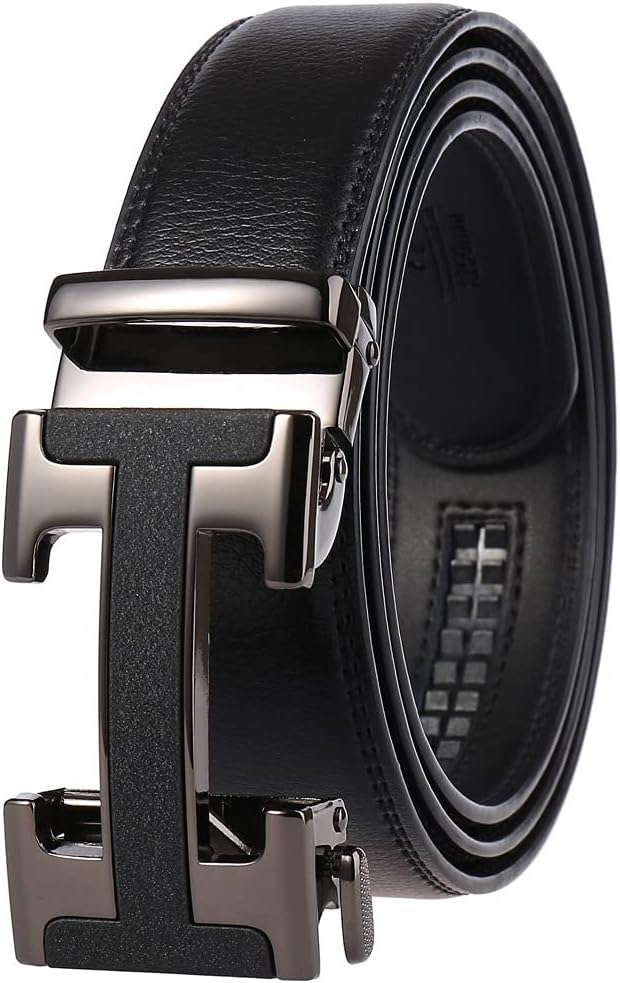 Contacts Genuine Leather Belt for Men with Easier Adjustable Autolock Buckle - Micro Adjustable Belt Fit Everywhere |Formal & Casual | Gift Box