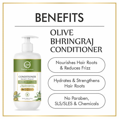 Nuerma Science Keratin Repair Olive Bhringraj Hair Conditioner for Dehydrated & Strengthen Hair