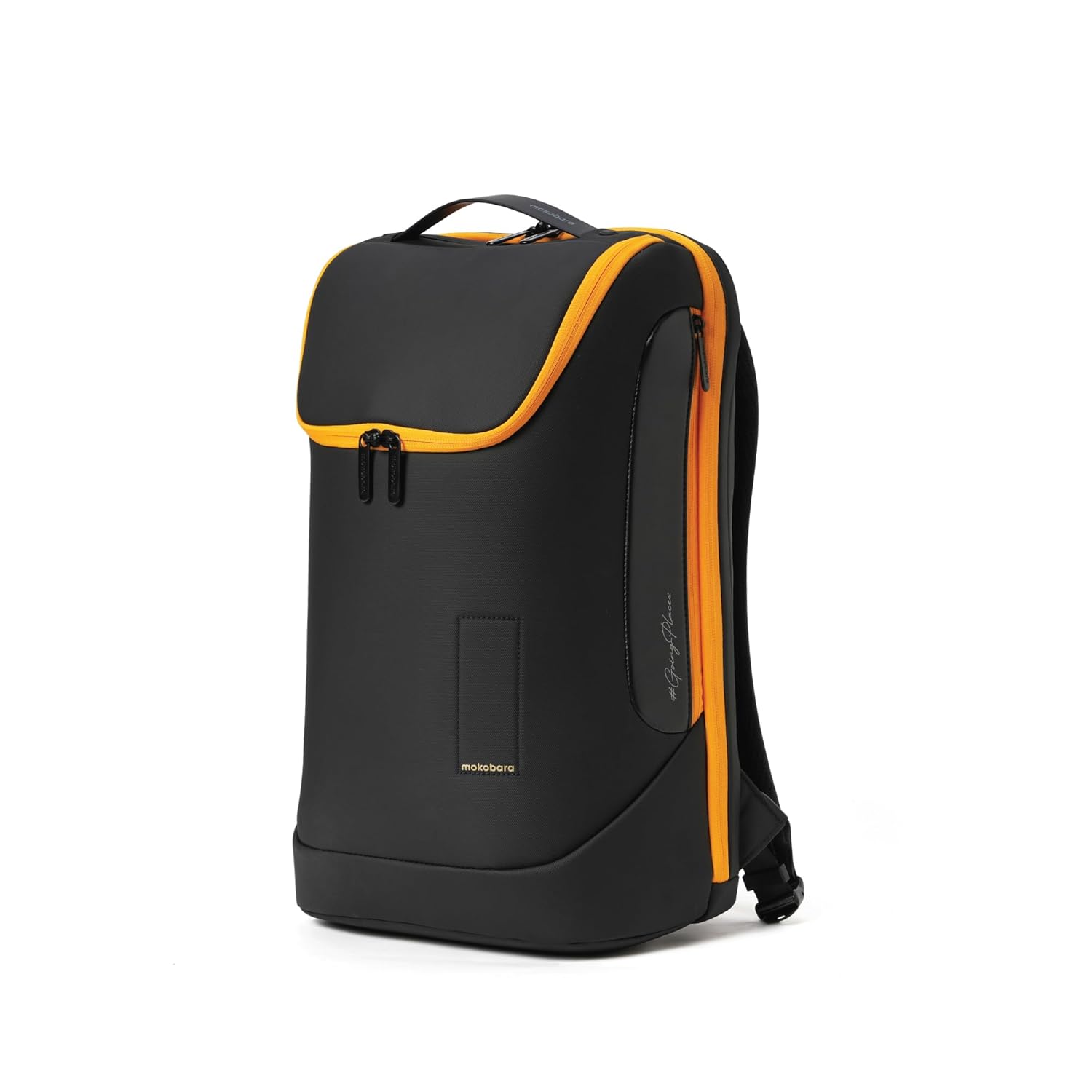 MOKOBARA Transit Backpack | Fits Laptop Up to 16 Inch, 30L Capacity, Water-Resistant Polyester, Vegan Leather Trims | Black,Money Moves - 2.0