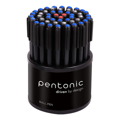 Pentonic 0.7mm Ball Point Pen Tumbler Pack | Black Body | Blue, Black & Red Ink | Pack of 50 Pens