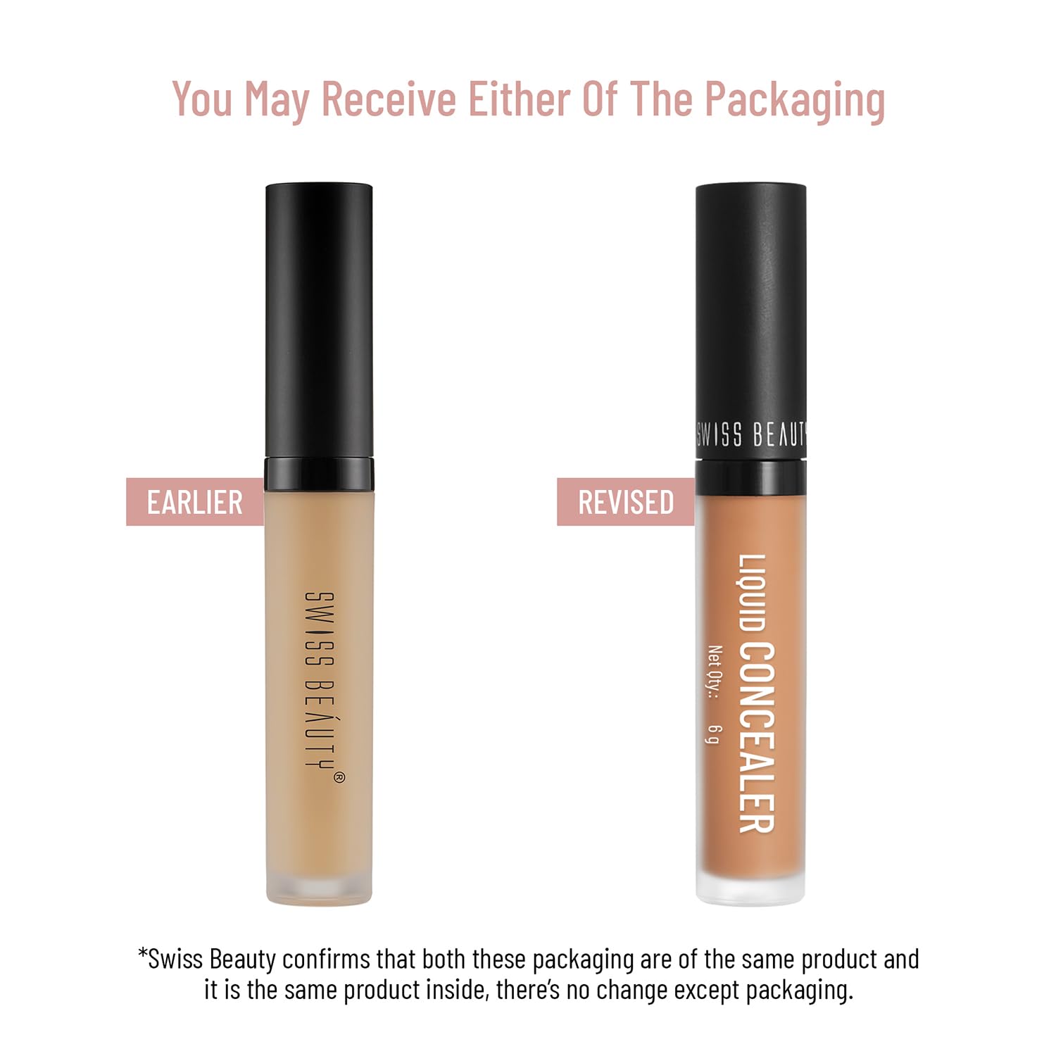 Swiss Beauty Liquid Light Weight Concealer With Full Coverage |Easily Blendable Concealer For Face Makeup With Matte Finish | Shade- Light - Moyen, 6g
