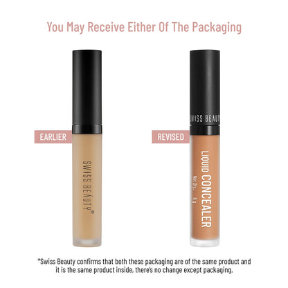 Swiss Beauty Liquid Light Weight Concealer With Full Coverage |Easily Blendable Concealer For Face Makeup With Matte Finish | Shade- Light - Moyen, 6g