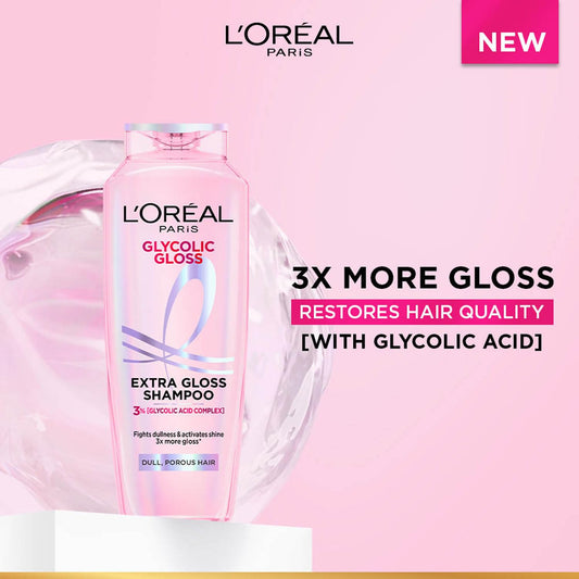 L’Oréal Paris Glycolic Gloss Shampoo for Dull Hair, 3% Glycolic Acid, 340ml