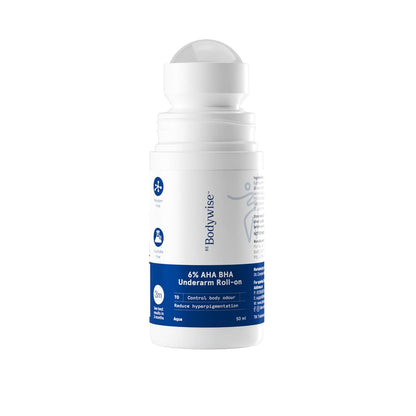 Be Bodywise 6% AHA BHA Underarm Roll On Deodorant,Flora Fragrance,1% Mandelic, 4% Lactic,1% Salicylic & Kojic Acid, Prevents Body Odour,Fades Pigmentation,Kills Bacteria, Alcohol & Aluminum Free, 50ml