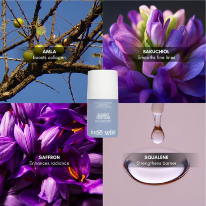 Indē Wild PM Sunset Restore Serum 30ml - Bakuchiol, Squalane, Ayurvedic Blend