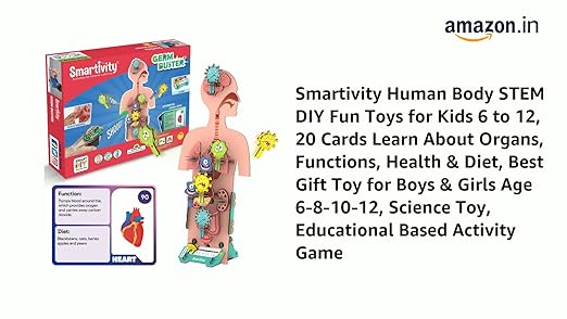 Smartivity Human Body Toy for Kids 6-12 Years|Body Organs & Functions|Birthday Gifts for Unisex|DIY Science Toys 6,7,8,9,10,11,12,13,14 Years Old I STEM Building Set Wooden Construction Game,79 Pcs