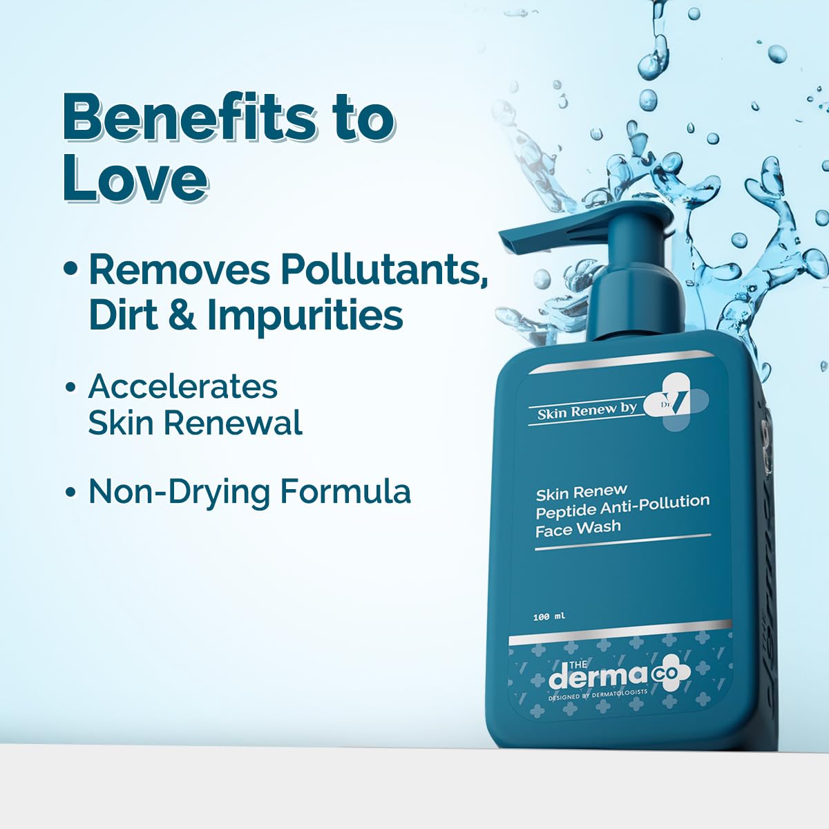 Derma Co. Skin Renew Peptide Face Wash 100ml - Anti-Pollution, Exfoliating