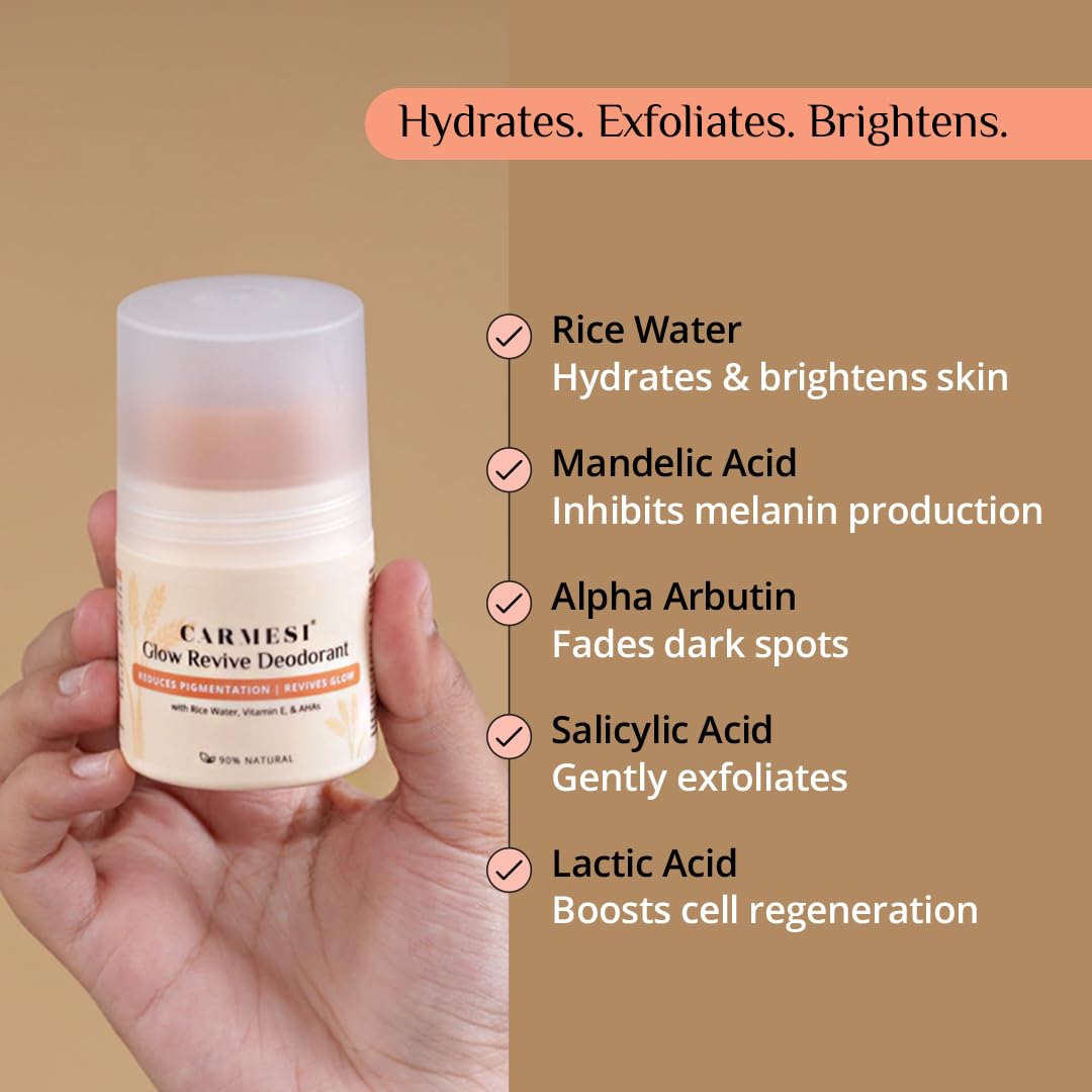 Carmesi Glow Revive Underarm Roll-On Deodorant for Women 50ml