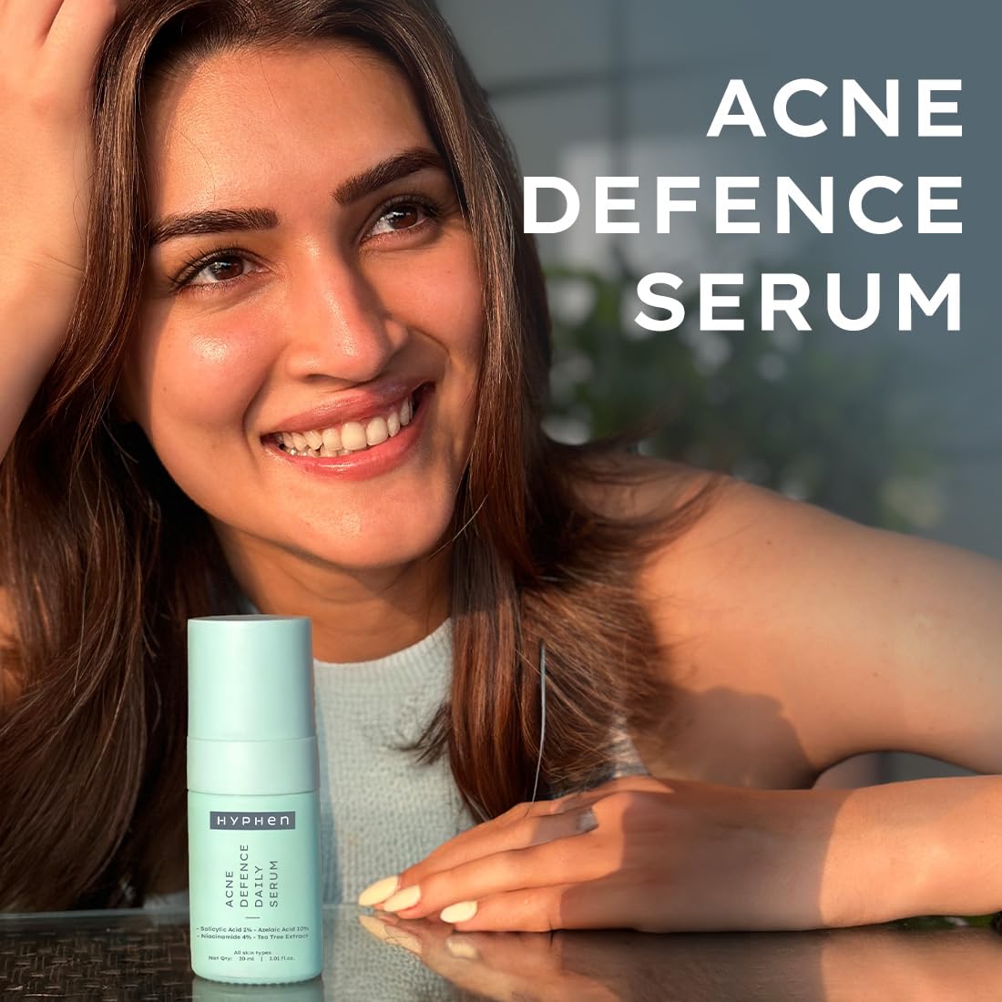 Hyphen Anti Acne 10% Azelaic Acid 2% Salicylic Acid Face Serum | 4% Niacinamide -Reduce Acne Marks, Fight Pimples | Tea Tree Extract -Soothes | Daily Serum for Women, Men | Oily, Acne Prone Skin -30ml