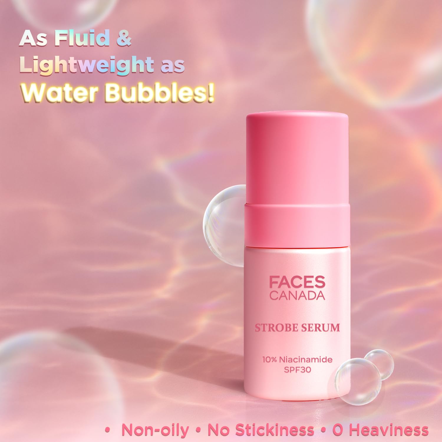 FACES CANADA Strobe Serum - 27ml | Brigtening Serum + Strobe Cream + SPF 30 Sunscreen | 10% Niacinamide | Removes Dark Spots & Hyperpigmentation | GlowLift Complex | Instant Glow