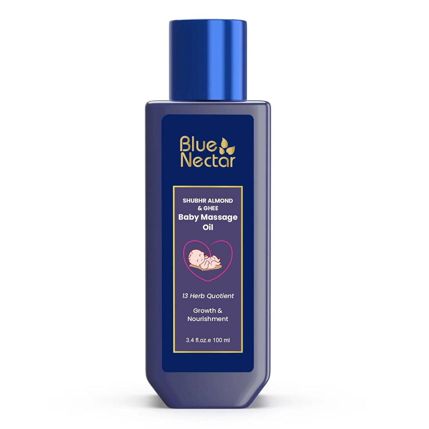 Blue Nectar Ayurvedic Baby Oil with Organic Ghee, 100% Natural Baby Massage Oil With Coconut Oil & Olive Oil | Dermatogically Tested (13 Herbs, 200ml)